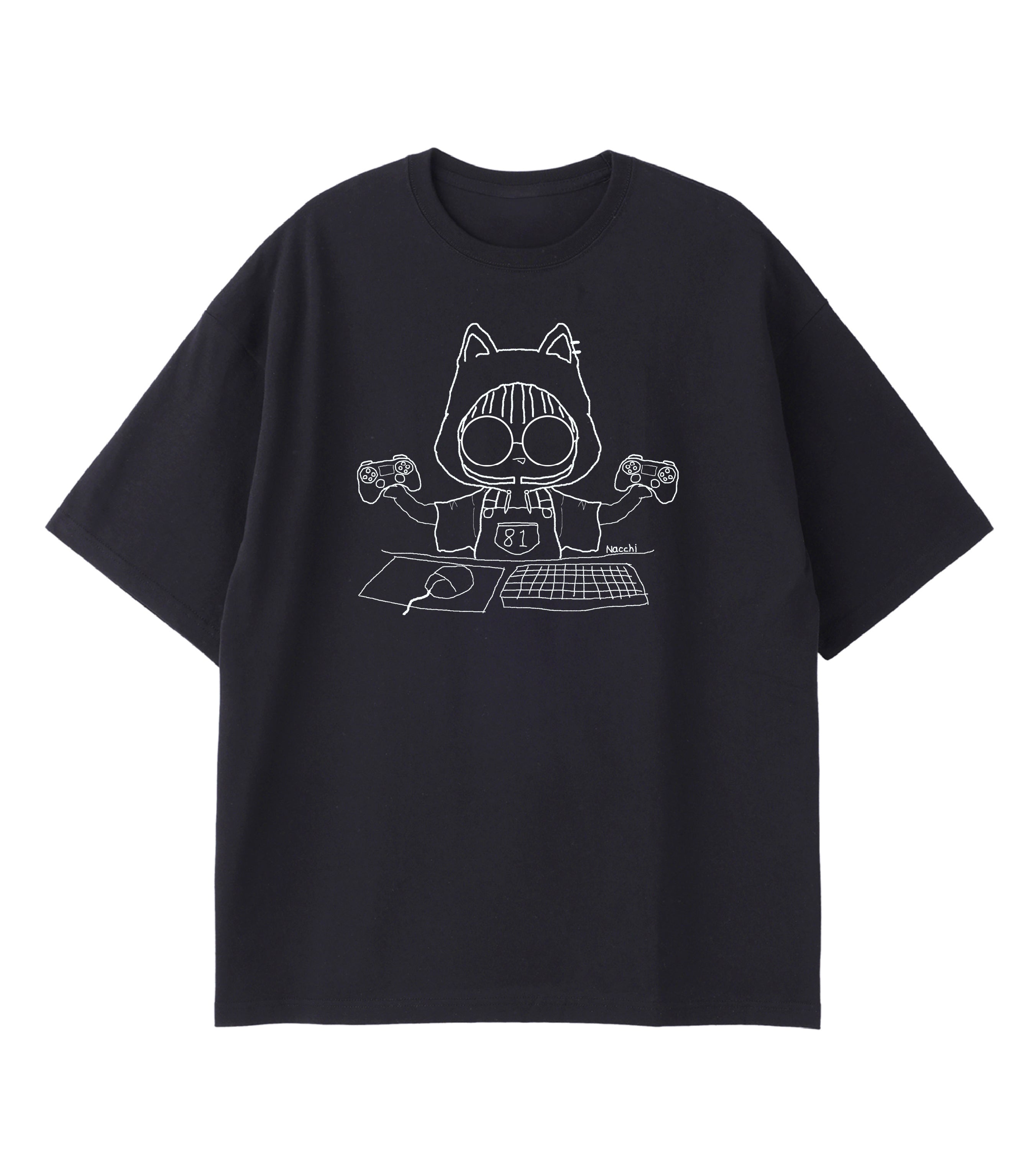 NACCHI - OVER SIZE DRAWING TSHIRTS BLACK