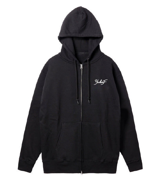 YukaF - PRINTED ZIP HOODIE BLACK