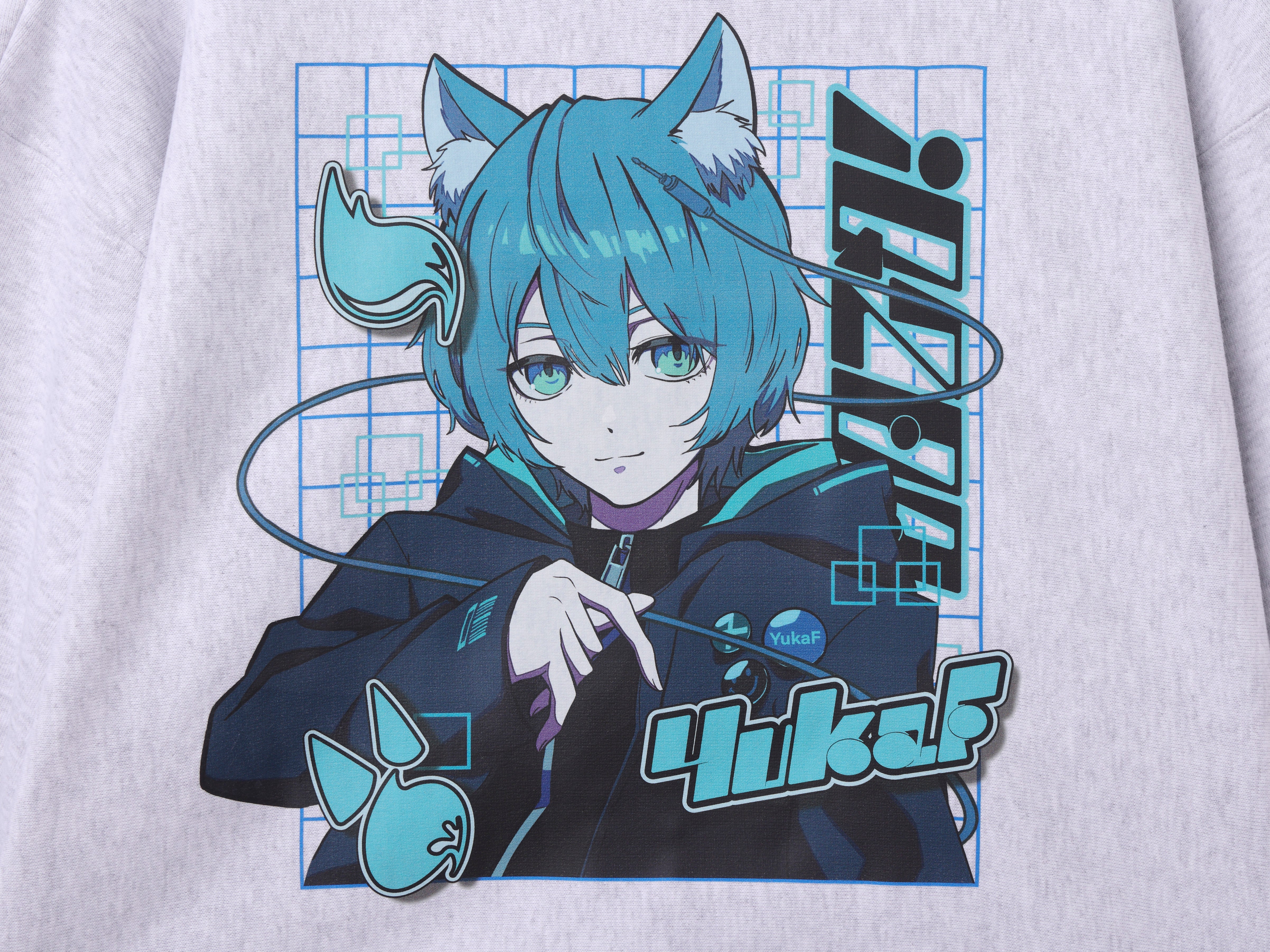 YukaF - PRINTED ZIP HOODIE GRAY