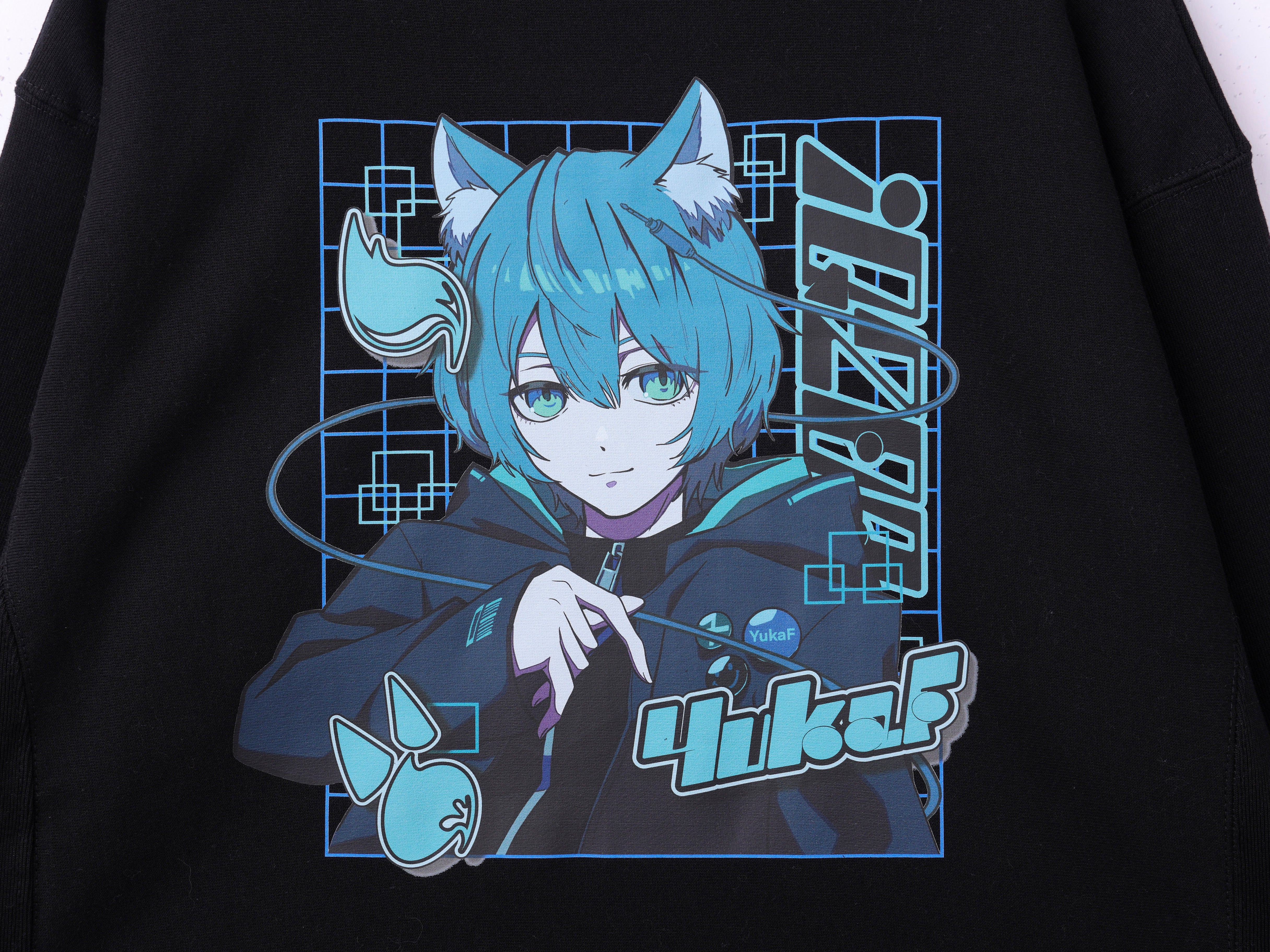 YukaF - PRINTED ZIP HOODIE BLACK