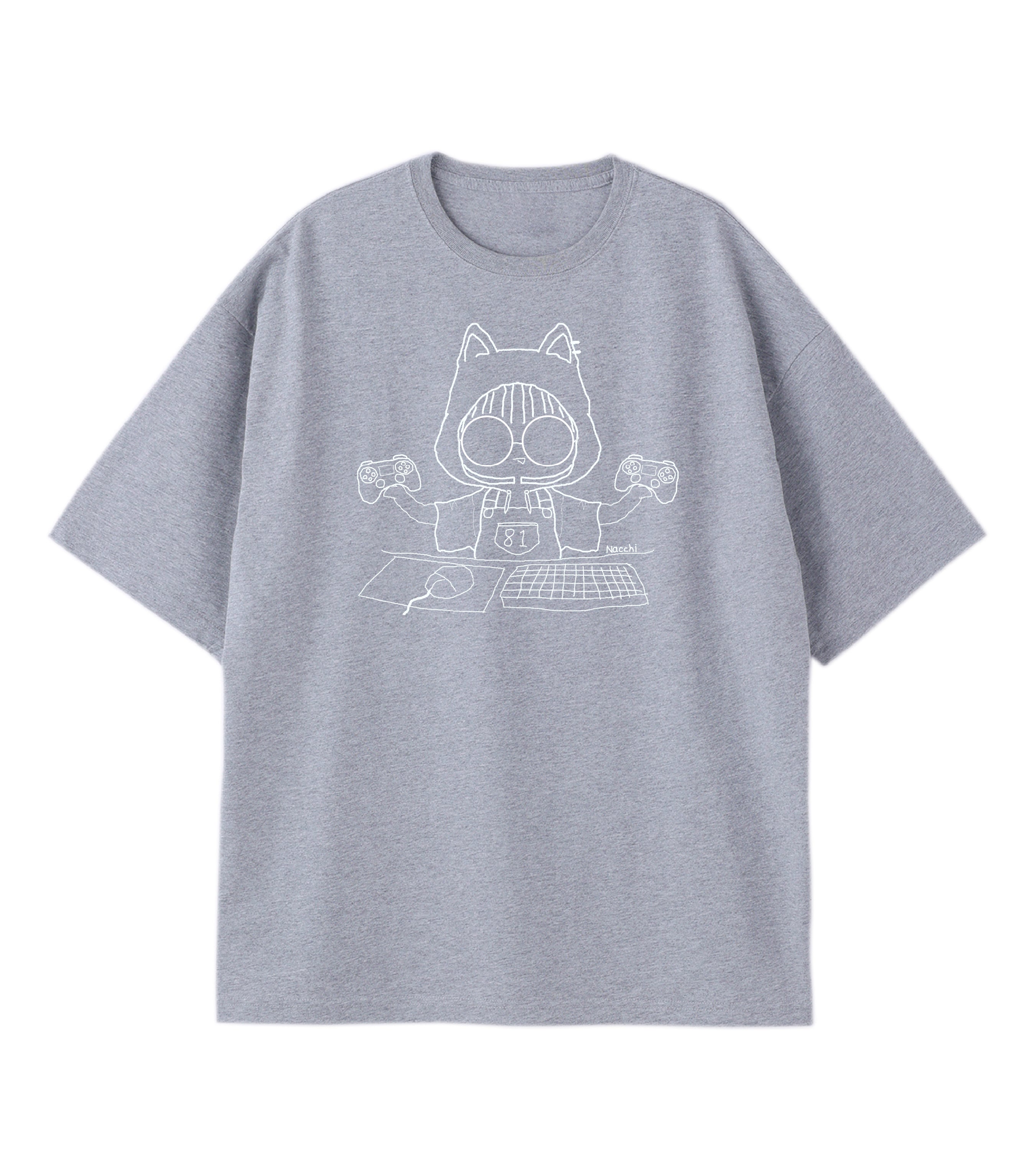 NACCHI - OVER SIZE DRAWING TSHIRTS GRAY