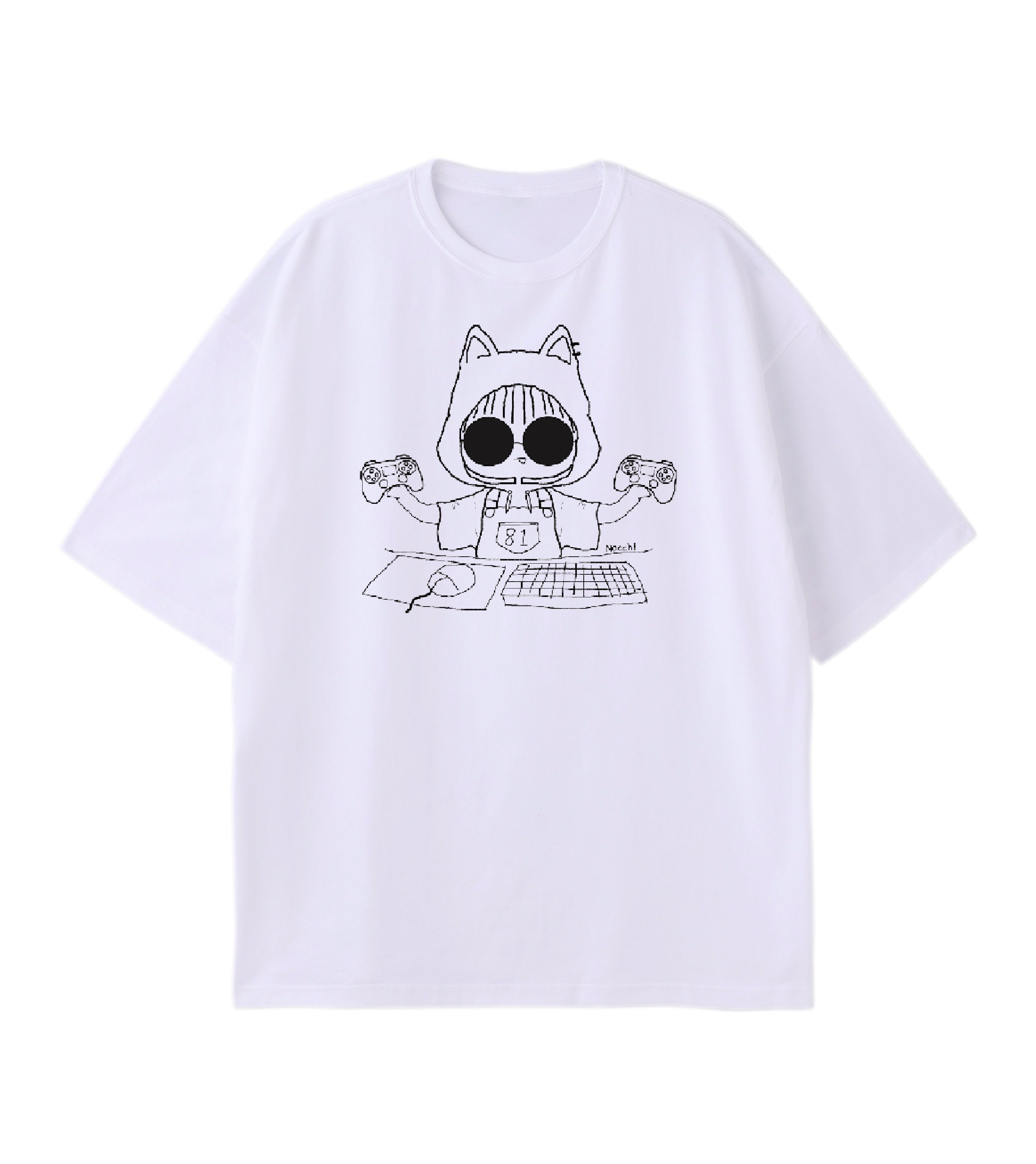 NACCHI - OVER SIZE DRAWING TSHIRTS WHITE